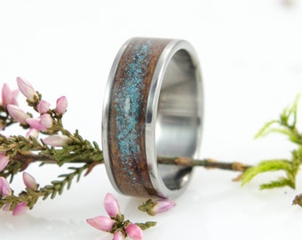 Titanium & Rosewood Galaxy ring, titanium ring, wooden ring, wood ring, galaxy, wedding