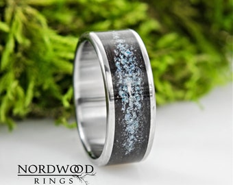 Titanium & Ebony Galaxy ring, wooden ring, wedding ring, anniversary, gift