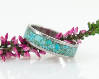 Titanium & Turquoise Ring, wedding ring, anniversary, gift, for her