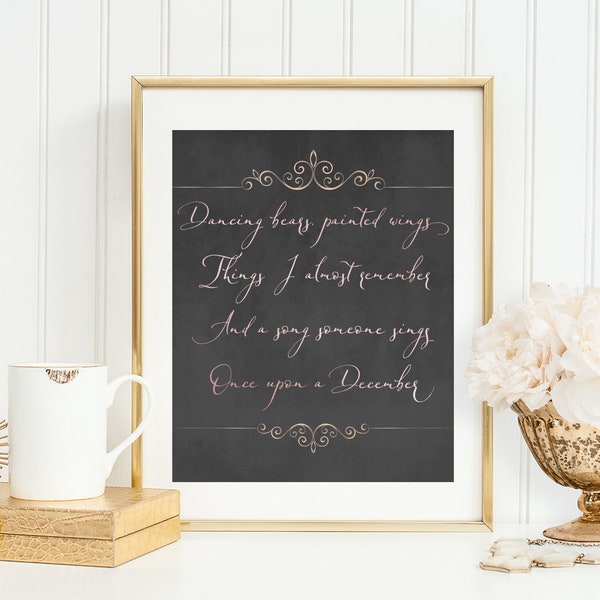 once upon a december, digital download, anastasia the musical, anastasia broadway, anastasia movie, broadway quote art, printable quote art