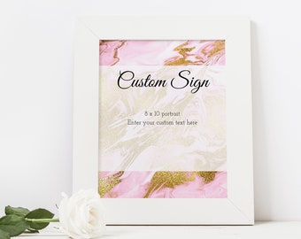 Pink and Gold Marble Wedding Sign Template, Editable 8x10 Printable, Modern Wedding Decor, DIY Wedding, Digital Download