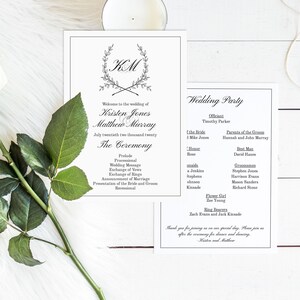 Kranz Monogramm Hochzeitsprogramm, Monogramm Hochzeitsprogramm, bearbeitbare Vorlage Hochzeitsprogramm, digitaler Download, Kranzhochzeit