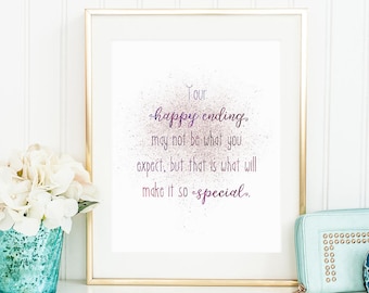 Your Happy Ending Once Upon a Time Print, OUAT Quote Wall Art, Snow White Mary Margaret Fan Gift, Digital Download
