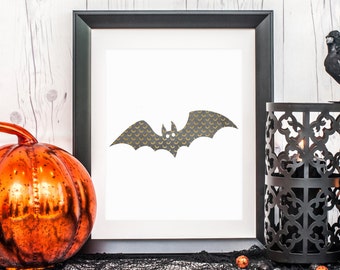 Bat silhouette, digital download, halloween printable, halloween decor, halloween wall art, printable halloween decor, bat art