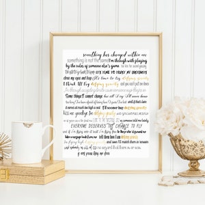 Defying Gravity Lyrics Print, Digital Download, Wicked the Musical, Wicked Printable, Printable Quotes, Lyric Art, Gold Foil, Lyric Wall Art