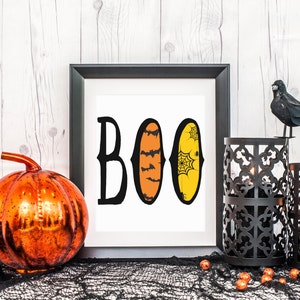 Boo, Halloween para impressão, download digital, decoração de Halloween, arte de Halloween para impressão, decoração de parede, placa de Halloween, placa de Boo Halloween