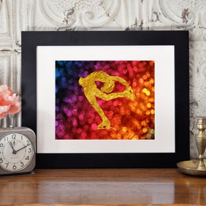 Figure Skater Art, Printable Art, Digital Download, Rainbow Glitter Art, Wall Decor, Wall Art, Figure Skating Art, Instant Download, Skater