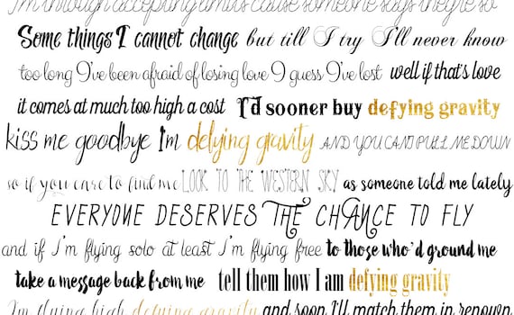 Defying Gravity Lyrics Print, Digital Download, Wicked the Musical, Wicked Printable, Printable Quotes, Lyric Art, Gold Foil, Lyric Wall Art - Etsy UK