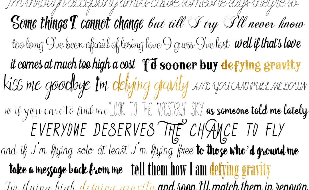 Defying Gravity Lyrics Print, Digital Download, Wicked the Musical