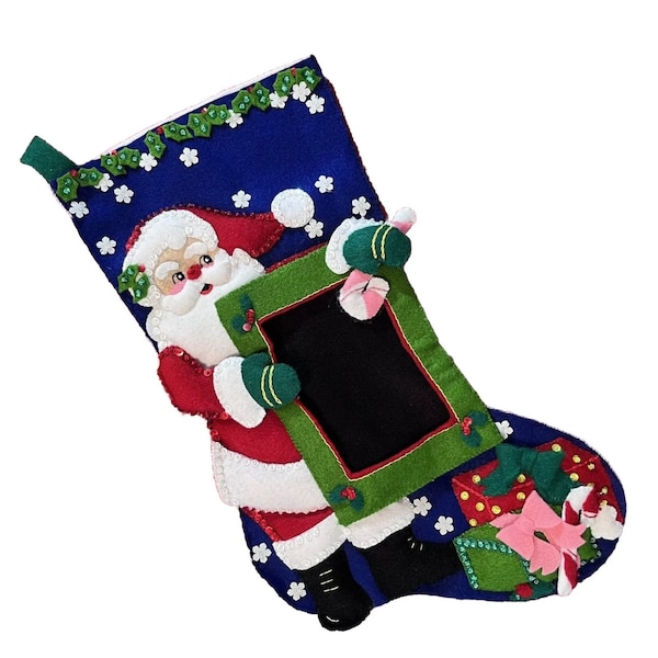 Bucilla Felt Christmas Stocking Handmade ‘Favorite Pet’ #84427 Photo Frame EUC!