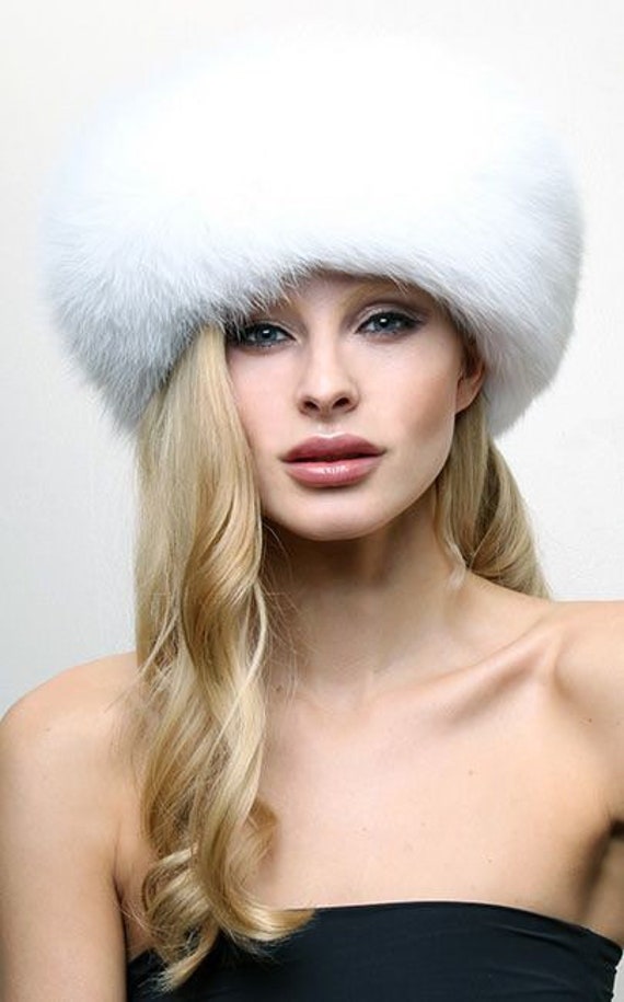 Gorgeous White Fox Fur Headband Ear Warmer Satin L