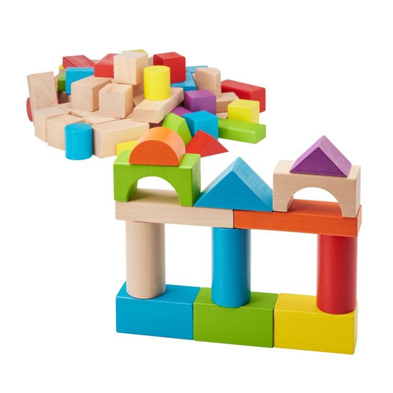 Handmade Wooden Blocks Spark, Create, Imagine Wood Block Set 80 Pieces Etsy