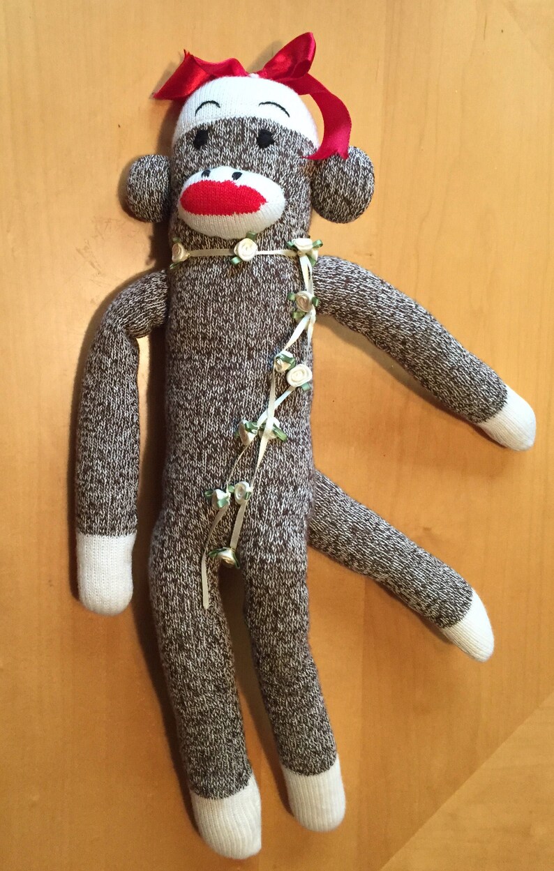 Vintage Sock Monkey with Red Bow | Etsy
