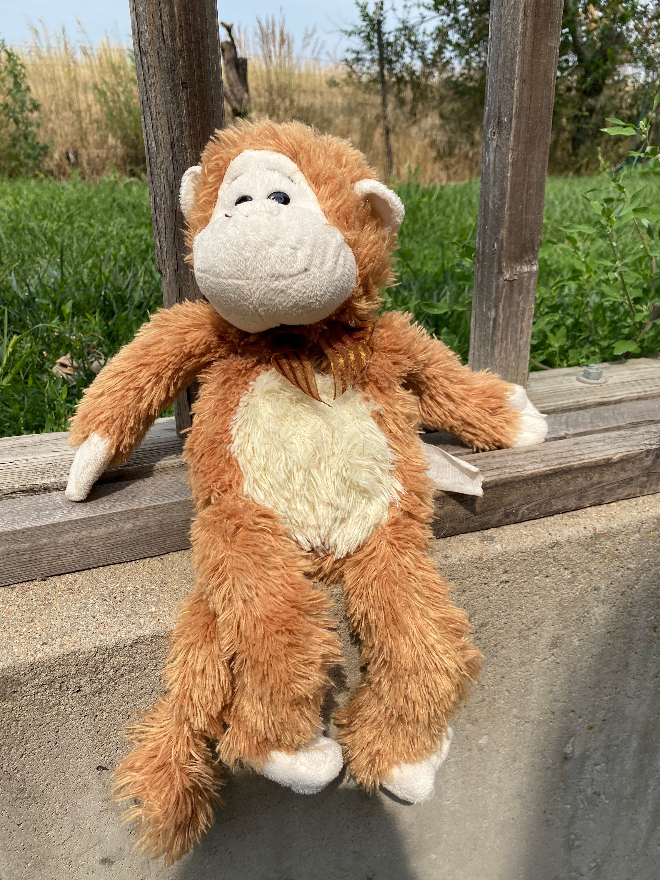 Vintage So Loved Stuffed Monkey Plush Zipper Back Pouch Stash Etsy España