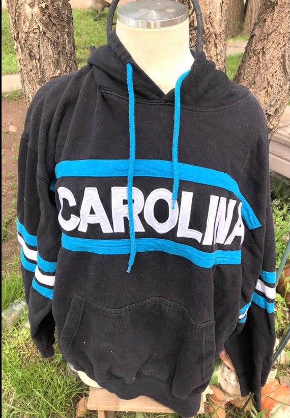 XL Carolina Panthers Hoodie Black Blue White Strip