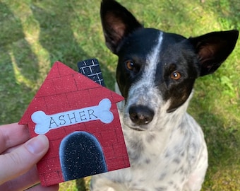 Personalized Dog House Christmas Ornament: Handmade Wooden Gift
