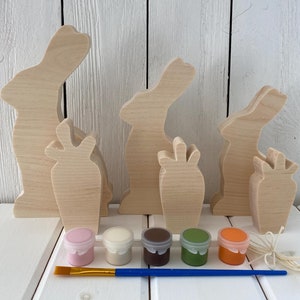 Easter Bunny Craft Kit With Paint, Spring DIY Wooden Adult and Kids ...