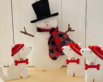 Personalized Snowman with Dog Christmas Decoration: Pet Owner Gift