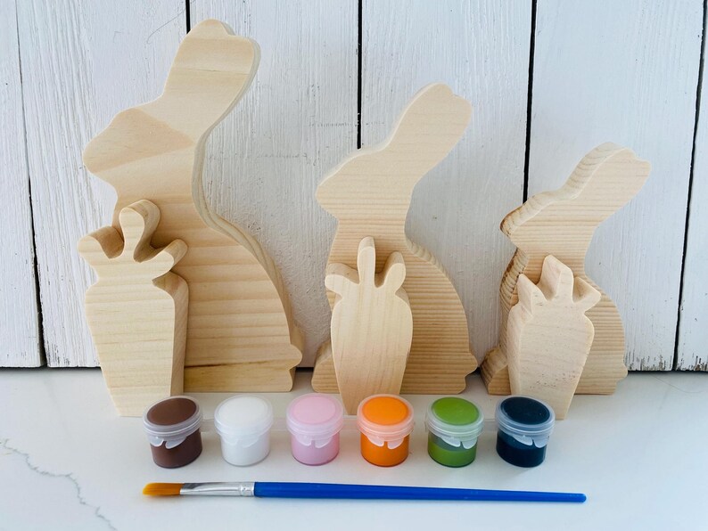 Easter Bunny Craft Kit With Paint, Spring DIY Wooden Adult and Kids ...