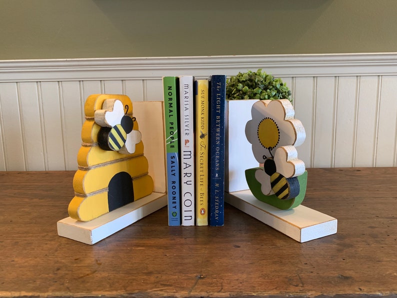 Handmade Bee Bookends Summer Decor Woodland Decor Bee Etsy