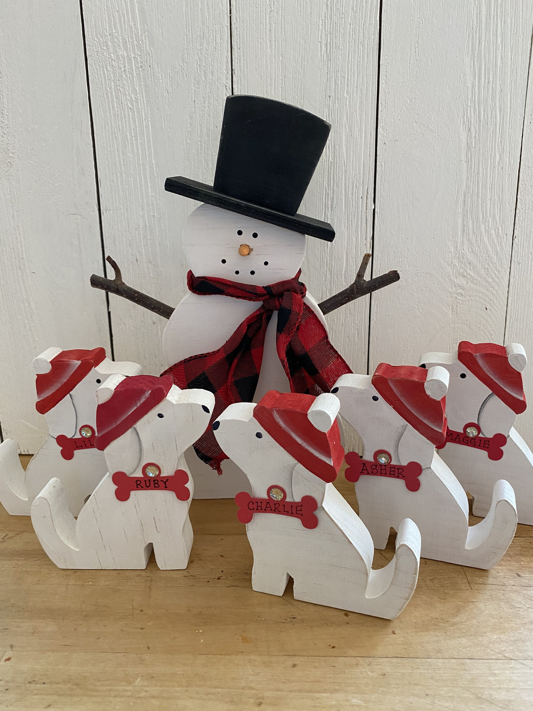 Snowman With Personalized Dog Christmas Decoration, Pet