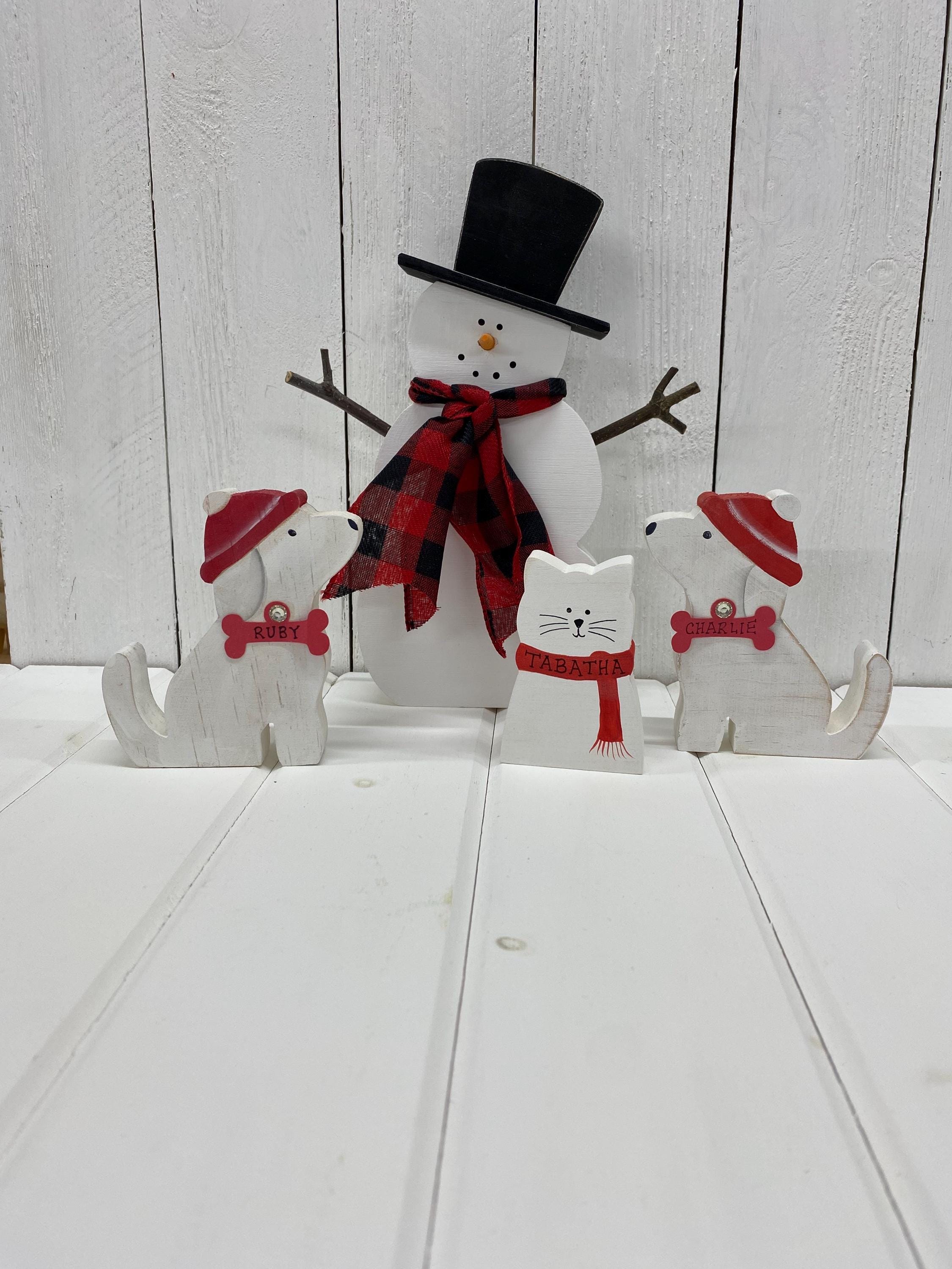 Snowman With Personalized Dog Christmas Decoration, Pet