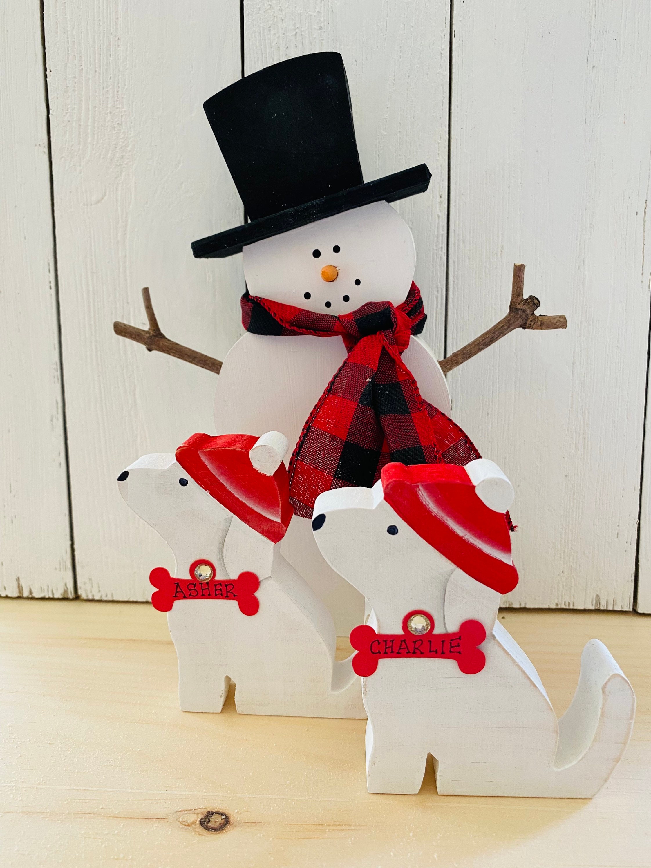 期間限定 数量限定 Snowman With Personalized Dog Christmas Decoration, Pet アイドルグッズ