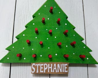 Christmas Tree Peg Game with Personalization, Solitaire Stocking Stuffer, Christmas Handmade Decoration for Family and Friends