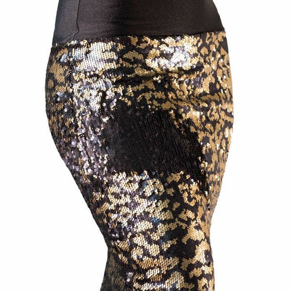 Cheetah/Black color changing sequin pencil skirt
