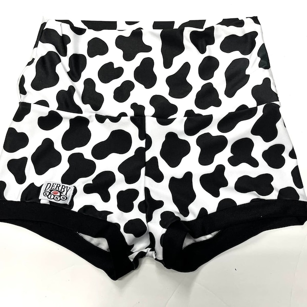 Derby Kiss Cow Roller Derby pole pole fitness booty lifting shorts Regular and High Waisted