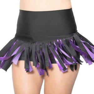 Derby Kiss Athletic purple and black fringe skort Tennis Rave Festival Swimsuit Roller Derby