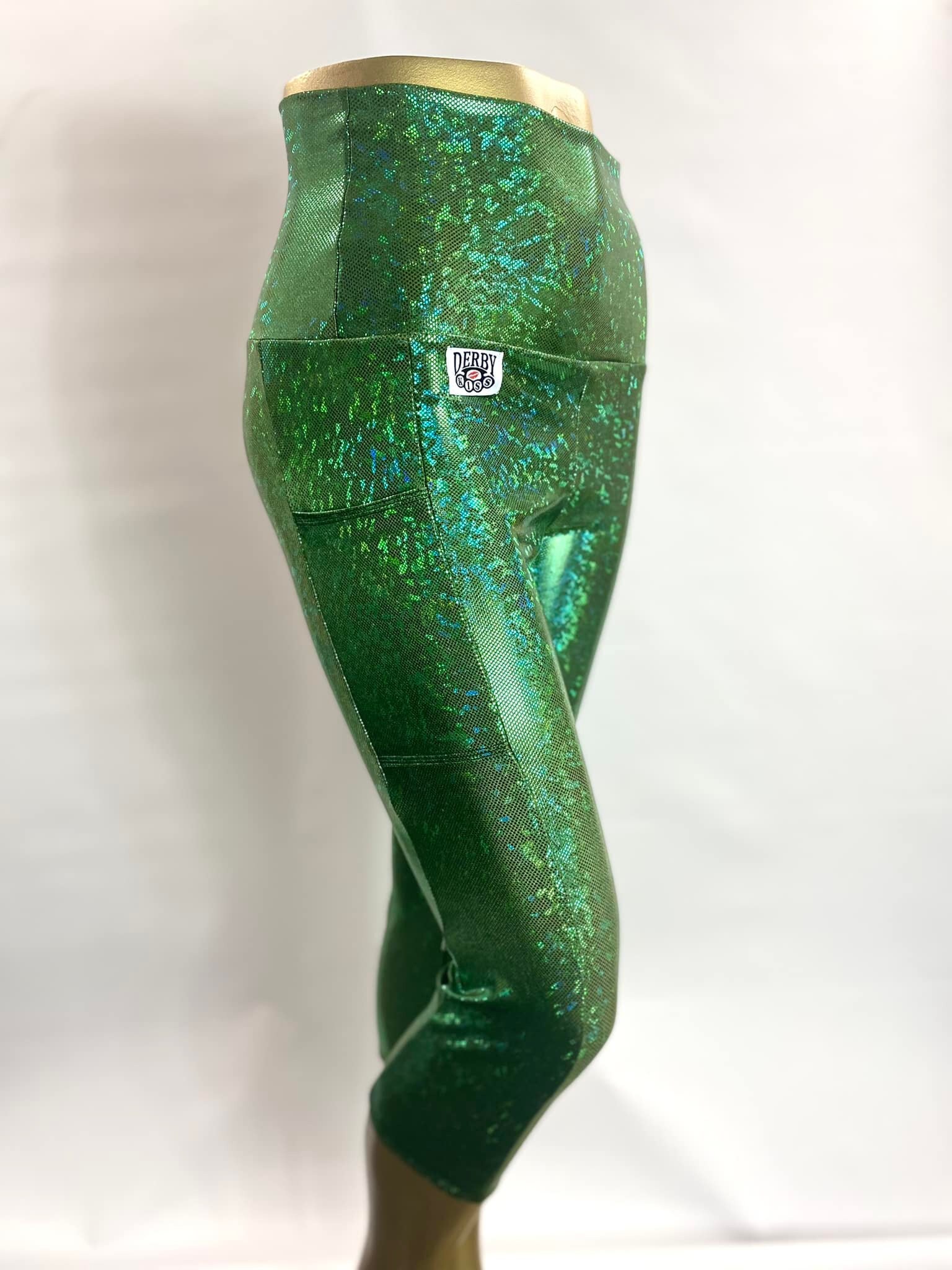 kelly green dress pants Kelly Green Gold Buckle Wide Leg Pants main image 1