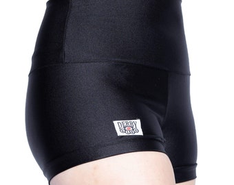 Derby Kiss Black pole lifting twerk rave Roller Derby shorts Regular and High Waisted