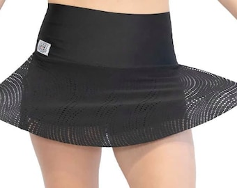 Derby Kiss Athletic Black Swirl Lace rave tennis pole fitness roller derby skort