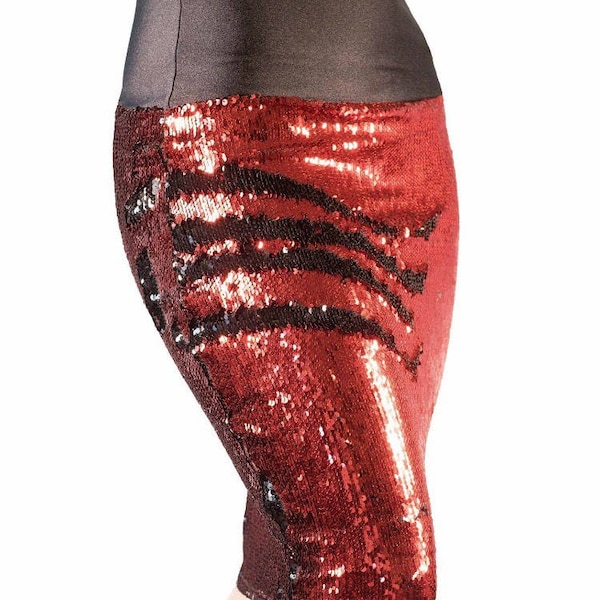 Red/Black color changing sequin pencil skirt