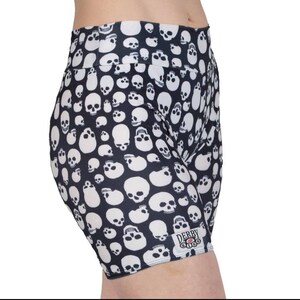 Black and White Skull Biker Shorts