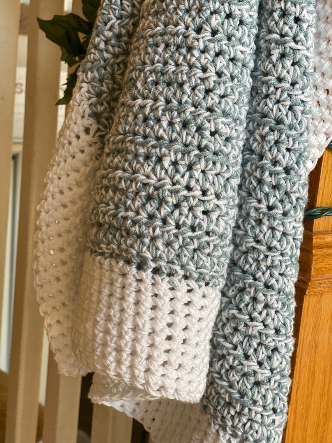 Blue and white blanket crochet soft blanket cotton crochet Etsy