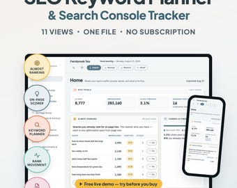 SEO Keyword Planner & Keyword Research Tracker, SEO Content Planner with Search Console Import, Blog SEO Checklist for Small Business