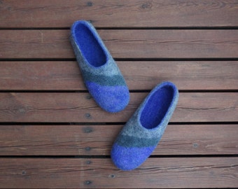 Men felted shoes Felted slippers Men slippers Violet grey slippers