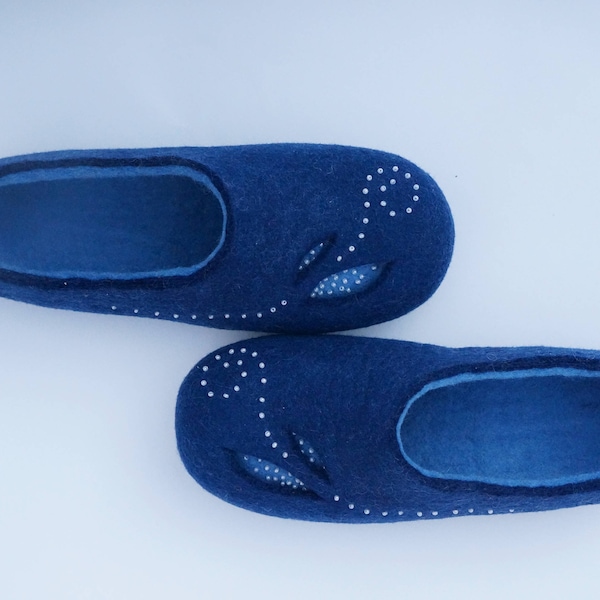 Felted slippers Felted wool slippers Felted women slippers Soft wool Blue slipper Women gifts Gefilzte Hausschuhe