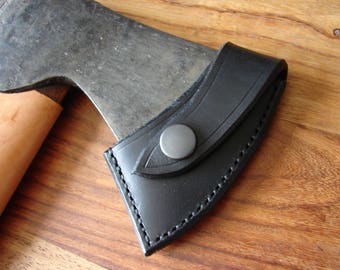 Black leather axe sheath for Gransfors Bruks small forest axe
