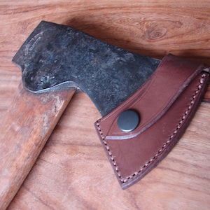 Brown leather axe sheath for Gransfors Bruks small forest axe