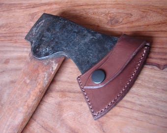 Brown leather axe sheath for Gransfors Bruks small forest axe