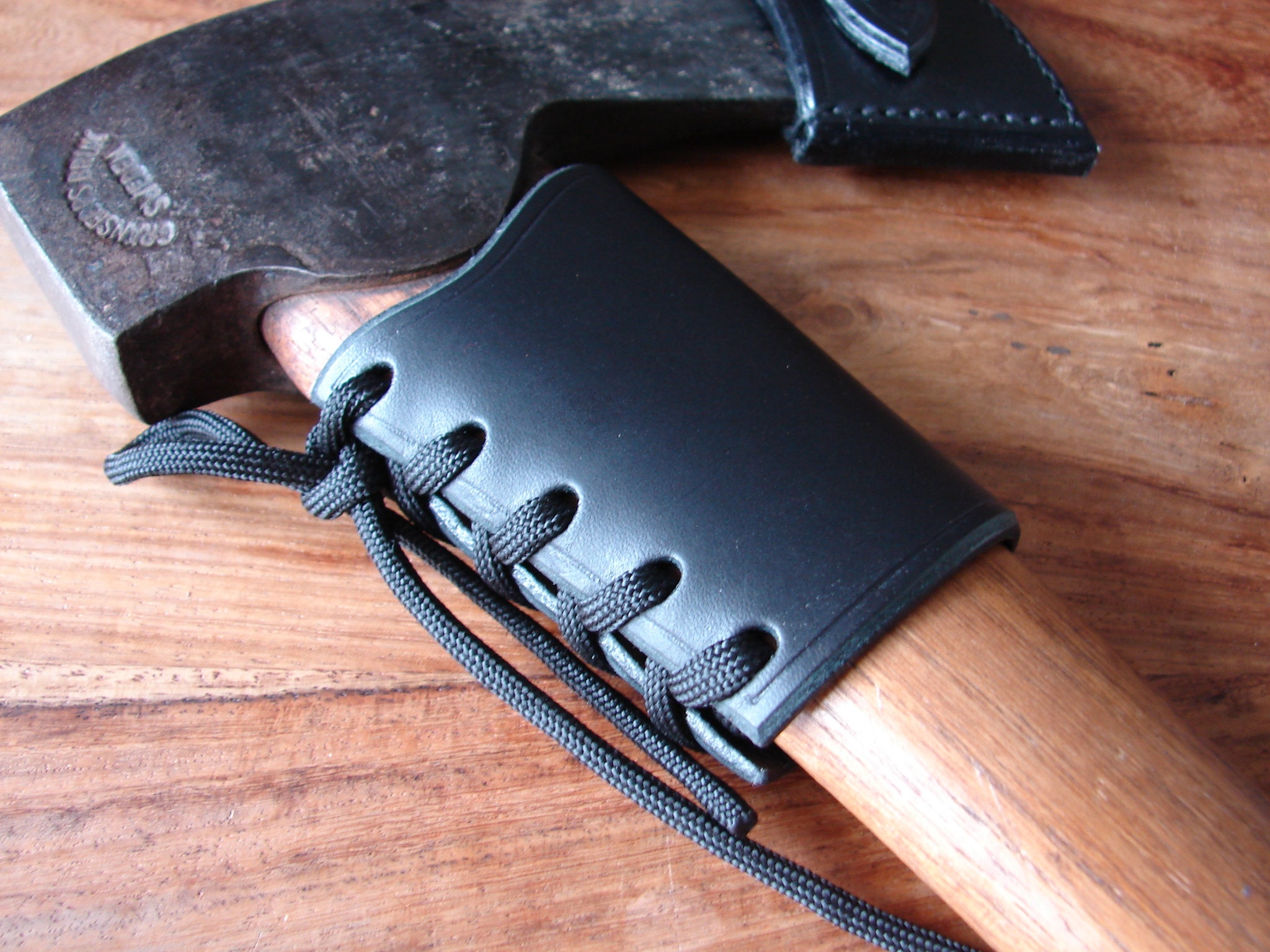 Leather Axe Collar for Gransfors Bruks Small Forest Axe - Black