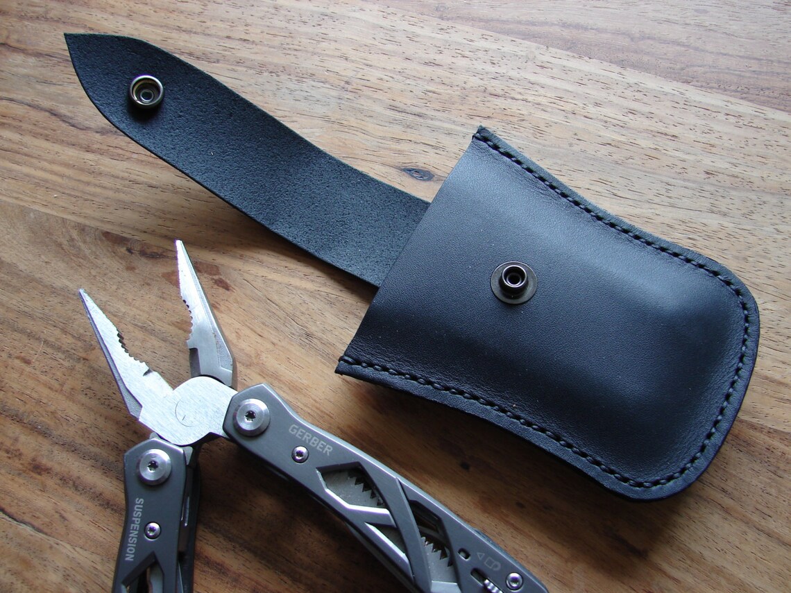 Leather Gerber Suspension Sheath With Belt Loop Black Multi Etsy