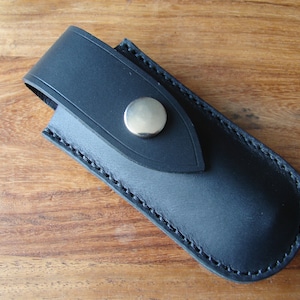 Leather Opinel 8 pen knife sheath with belt loop - black