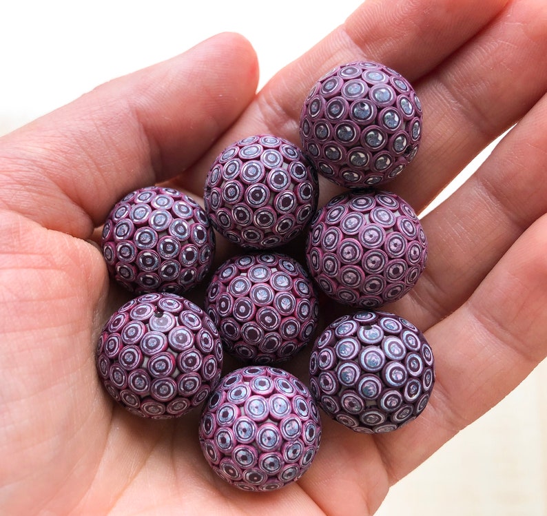 Set of 8 handmade Beads Polymer Clay Beads Polka Dots Round Rustic Fimo beads Matt beads Handmade fimo Beads for Jewelry Making.