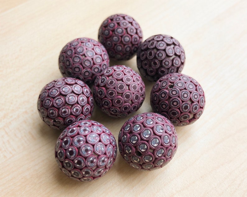 Set of 8 handmade Beads Polymer Clay Beads Polka Dots Round Rustic Fimo beads Matt beads Handmade fimo Beads for Jewelry Making.