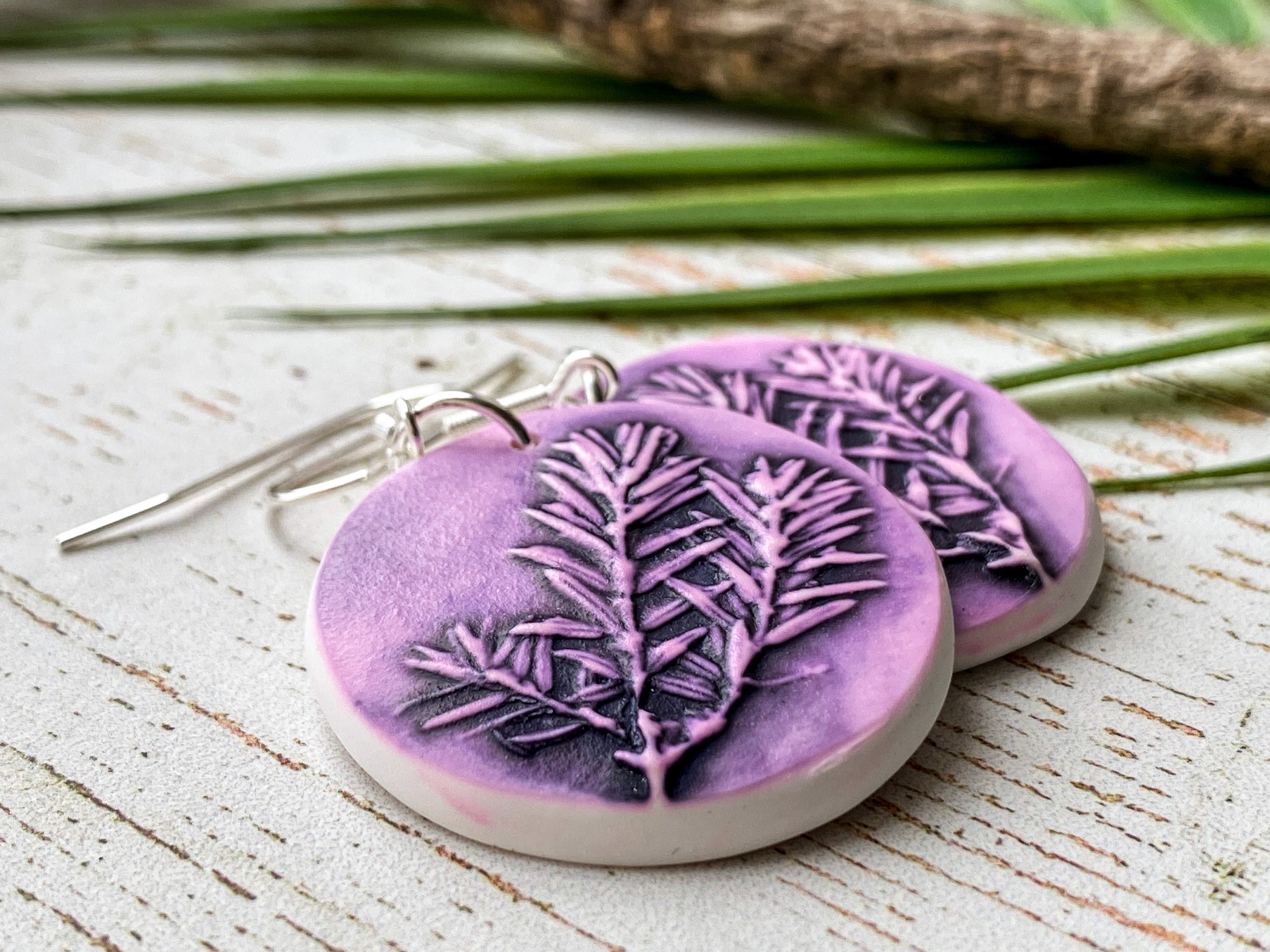 Polymer clay earrings. Real leaf earrings. Nature jewelry. Etsy
