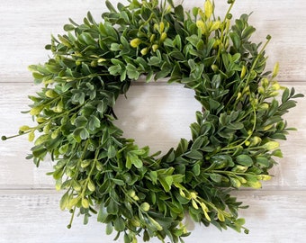 Faux Boxwood and Ivy Wreath, small Wreath, Candle Wreath, Mixed Greenery Wreath, Home Decor